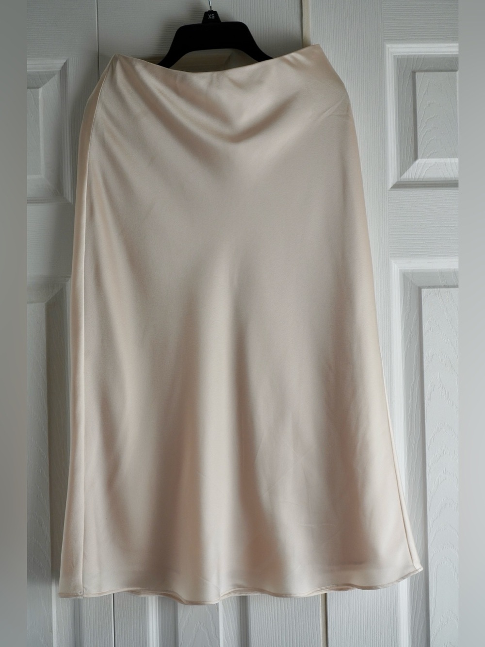 Ann Taylor Petite Cream Ivory Satin Midi Slip Skirt XXS